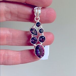 Elegant Sterling Silver and Mystic Topaz Gemstone Pendant